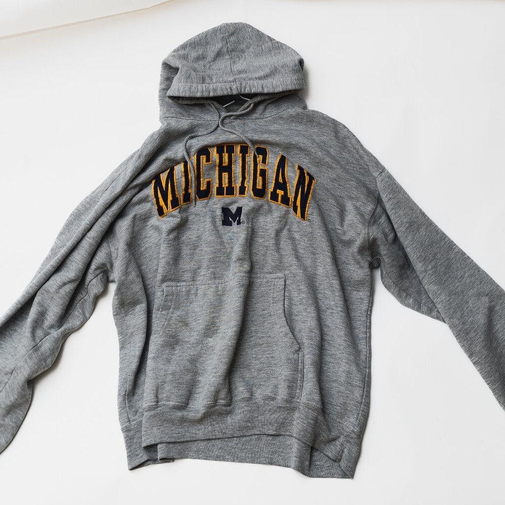 Old Varsity Brand OVB University of Michigan Wolverines Hoodie Sweatshirt Gray
